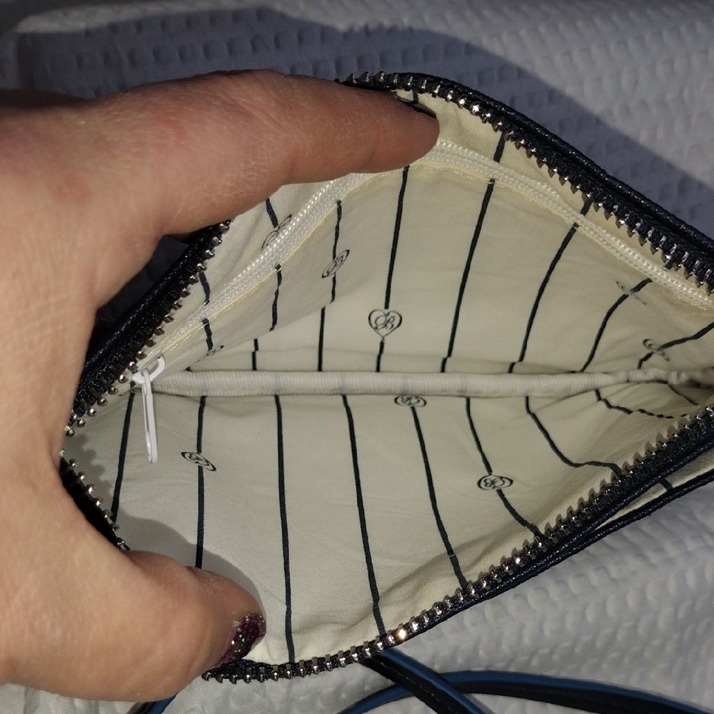 Brighton Summer Heart Mini Clutch Bag Purse in Navy Blue - Picture 6 of 7
